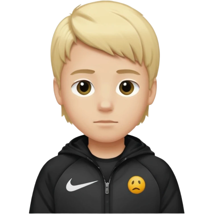 A boy with blond hair wearing a Nike jacket emoji