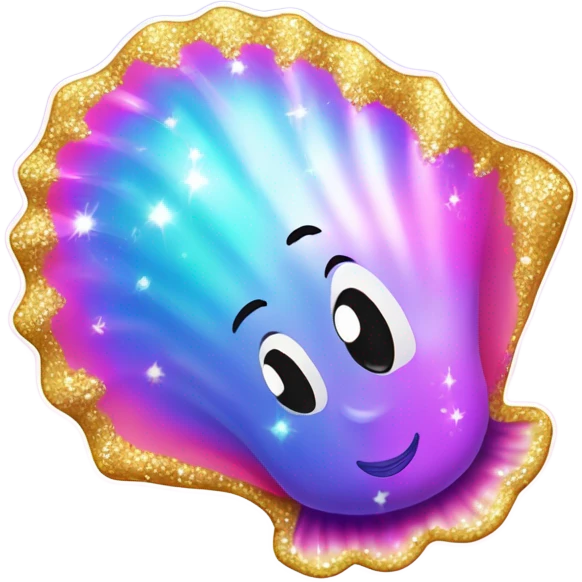 Lisa Frank sparkle sea shell with pearl ￼ emoji
