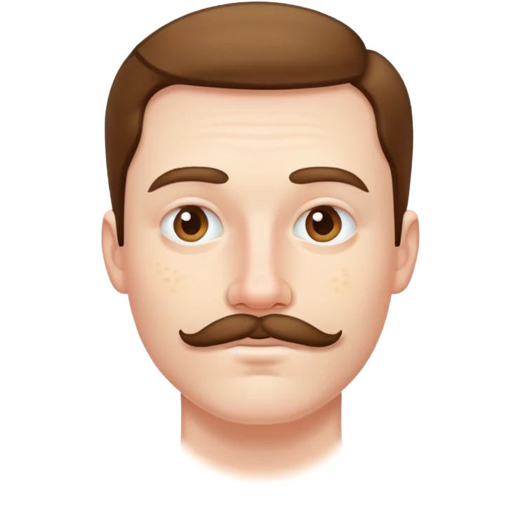 white guy with thin mustache and pimples  emoji