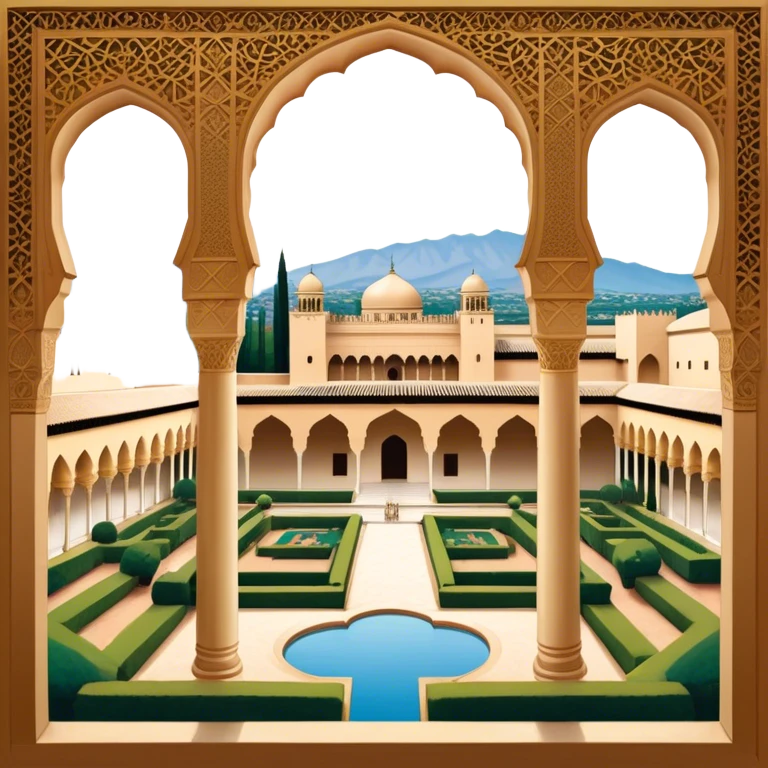 ​Cinematic Realistic Alhambra, depicted as a panoramic, zoomed-out view of the entire majestic Moorish palace complex with intricate arches, expansive courtyards, and lush gardens stretching into the distance, bathed in soft golden light that accentuates its opulent historical grandeur, emoji