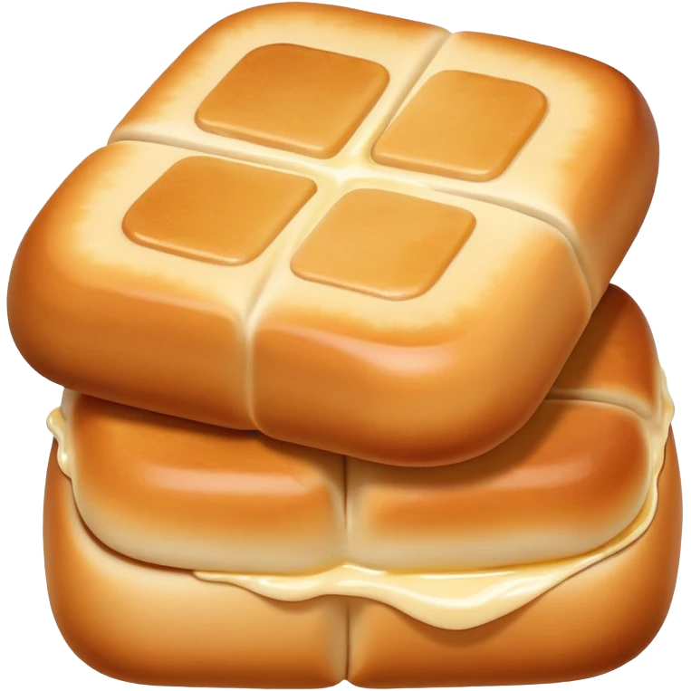 Fried mantou golden crispy bun with condensed milk, simplified emoji style with bold outlines and bright colors, cartoon style Chinese deep fried bread emoji