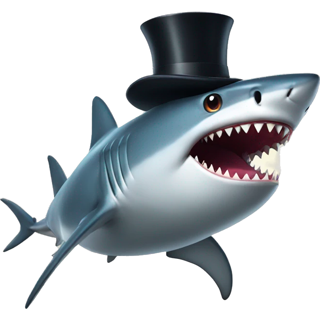Shark with a top hat emoji