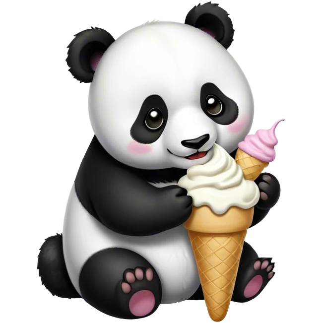 Panda eating ice cream emoji