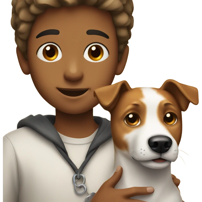 boy with jack russel inu dog emoji