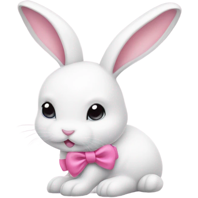 white bunny with pink bow emoji