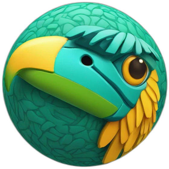3d sphere with a cartoon Parrot skin texture with Eye of Horus emoji