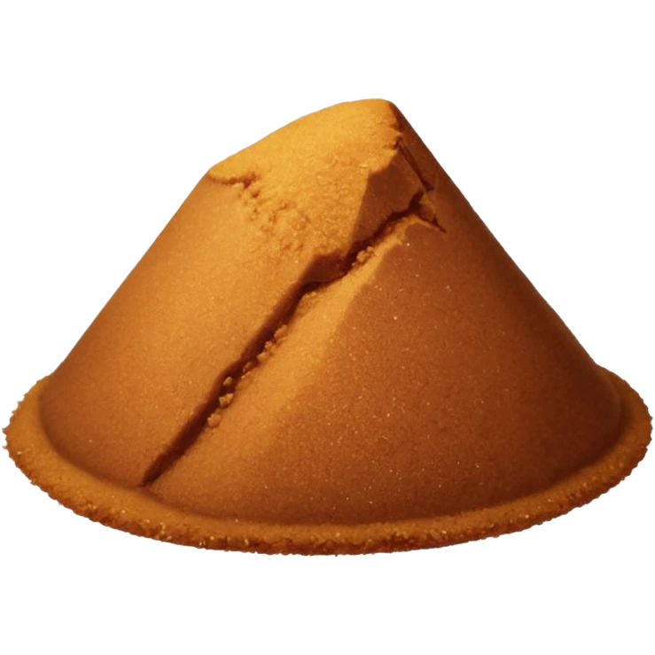 small mound of coconut sugar, golden-brown, fine to medium grains, dry and sandy, matte, irregular and natural, caramel hues, no bowl or packaging, just the sugar, soft lighting, emoji scale emoji