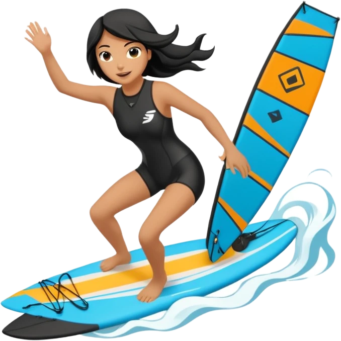 Surfista con neopreno negro largo en el mar haciendo kite surf y un loop emoji