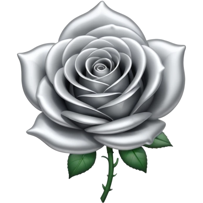 A rose emoji made of liquid silver metal minimalistic iOS emoji style, centered emoji