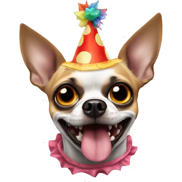 Chihuahua dressed as scary clown  emoji