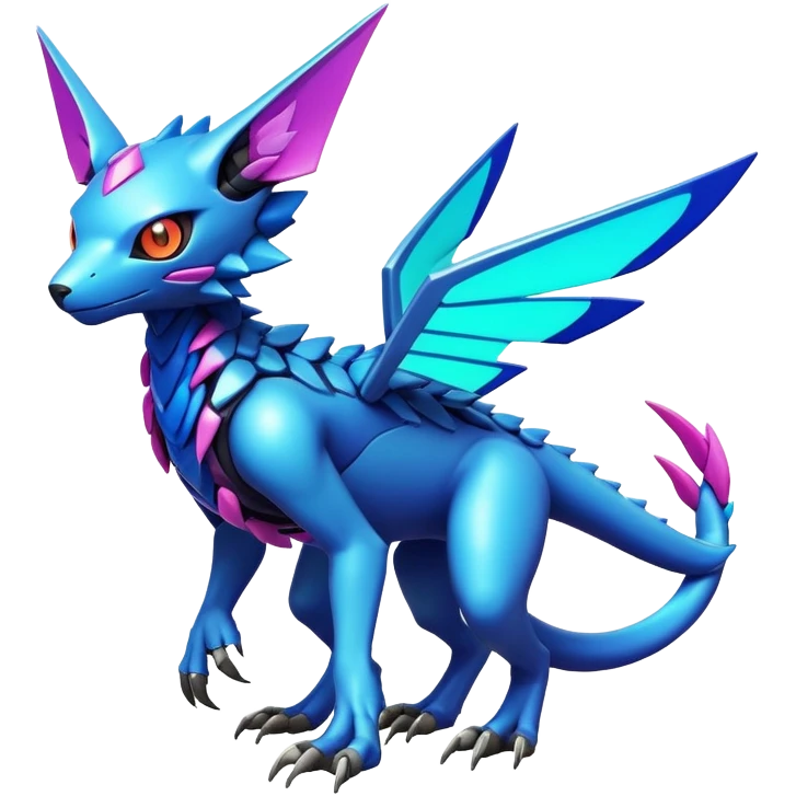  colorful futuristic modern Fakémon-Digimon-Trico-Vernid-creature (full body) emoji
