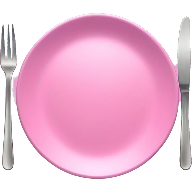 Pink plate with pink silverware realistic emoji