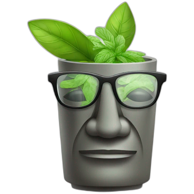 moai statue with glasses drinking mojito emoji
