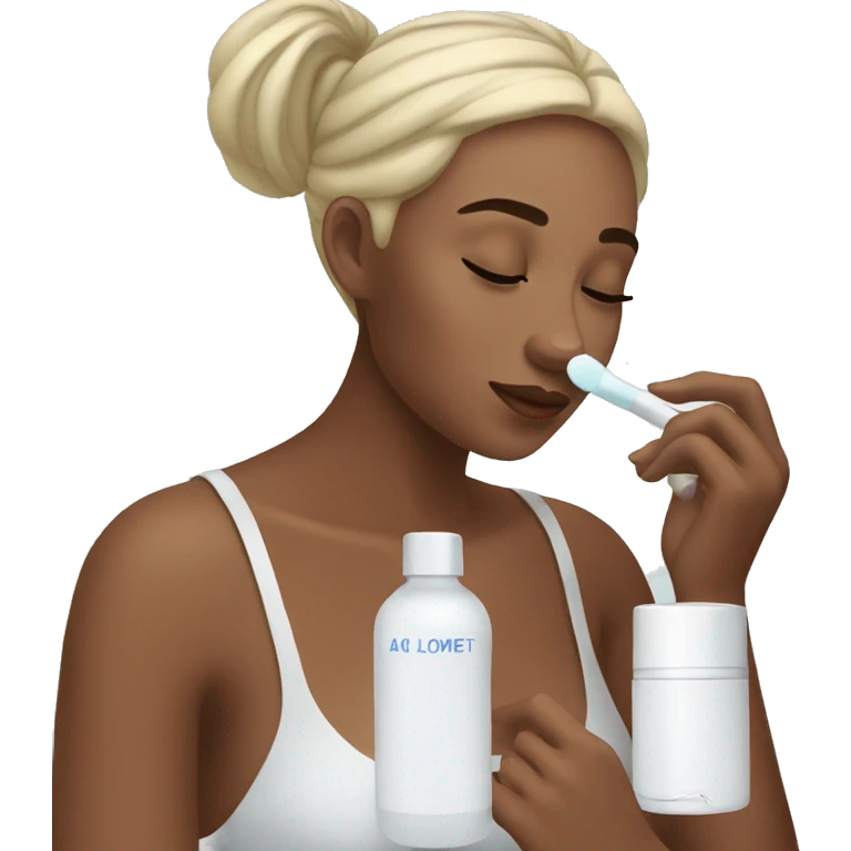 a woman putting skincare on emoji