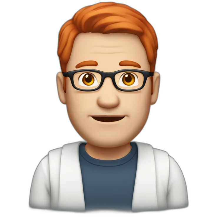 50years old men with white skin, with red hair with glasses emoji