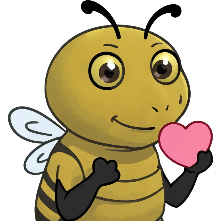 Bee holding a heart emoji