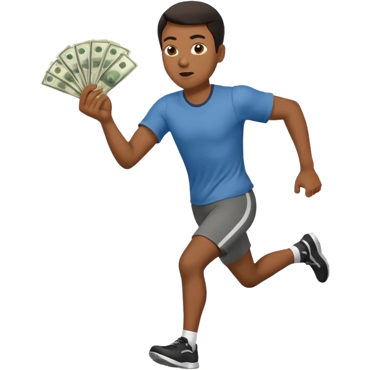 Black Man running with money emoji
