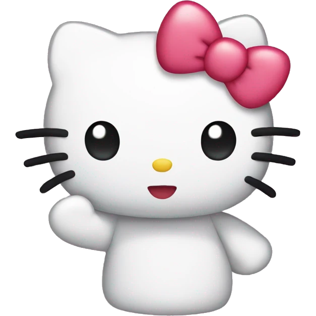 hello kitty with a heart hand emoji