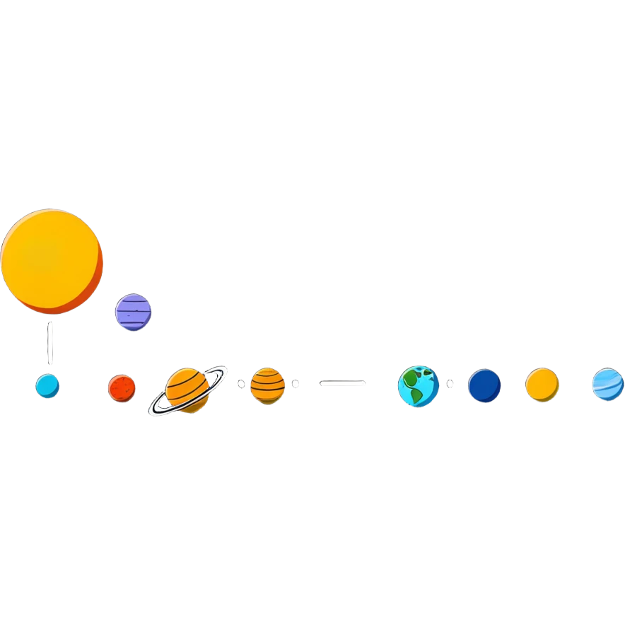 letter J as the sun with planets in orbit around it emoji