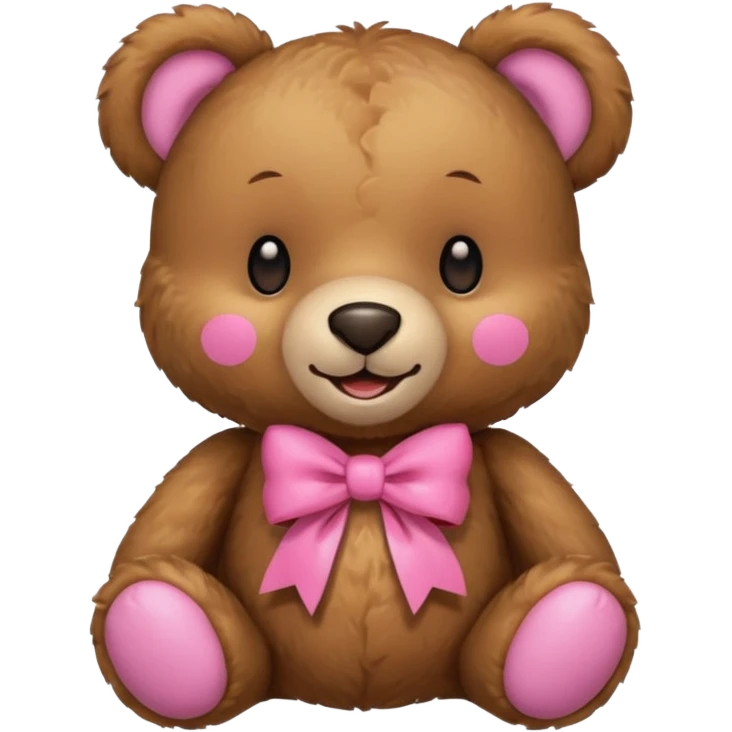 A teddy bear with a pink accessory emoji