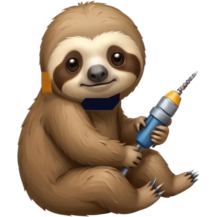 грустный ленивец с перфоратором какает emoji