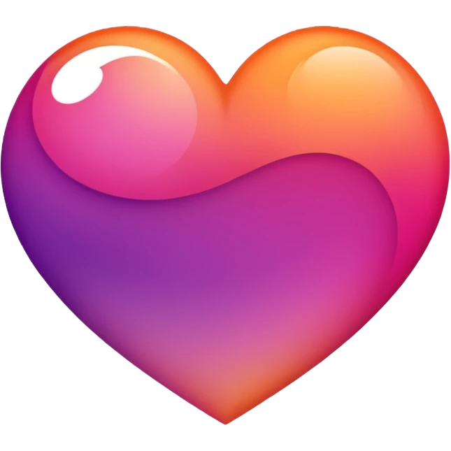This emoji shows a stylized heart shape rotated 90 degreesIt features a smooth gradient blending warm orange, pink, and purple tones, creating a soft and vibrant look.  emoji