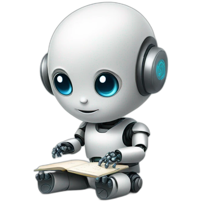 Baby robot writing code emoji
