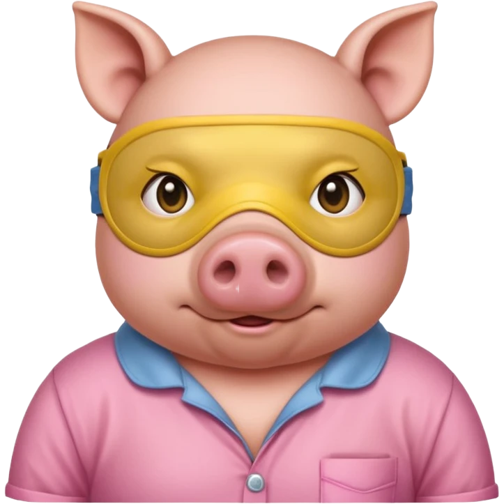 a pig with yellow sleep mask and wearing shirt emoji