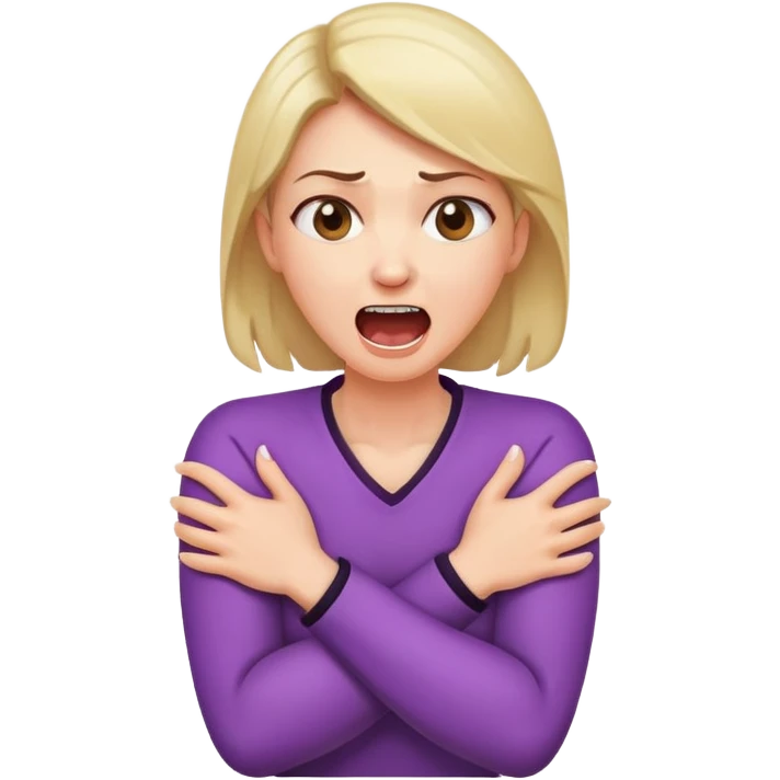 woman with her arms crossed holding neck screaming emoji