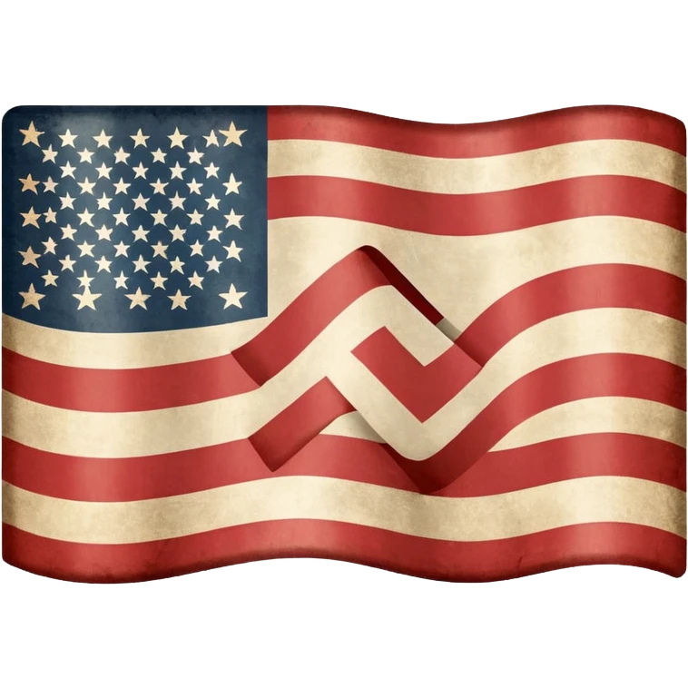 The United States flag with a swastika symbol replacing the stars emoji