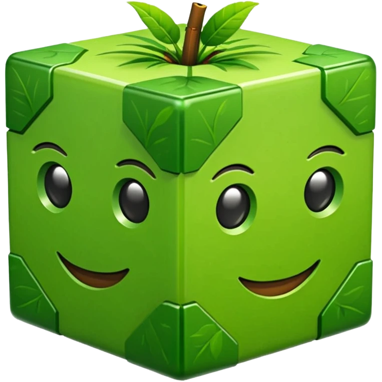 3D Apple style emoticons for Minecraft grass blocks, cube shaped with grass at the top and a plot below emoji