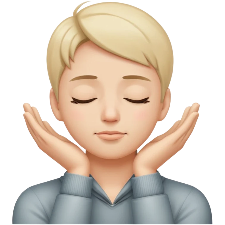 Hands around your neck with your eyes closed emoji