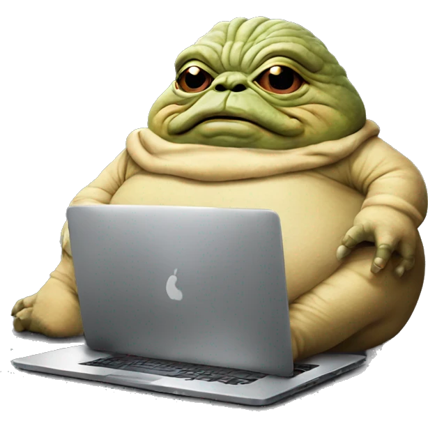 Jabba the Hutt from Star Wars with a laptop emoji