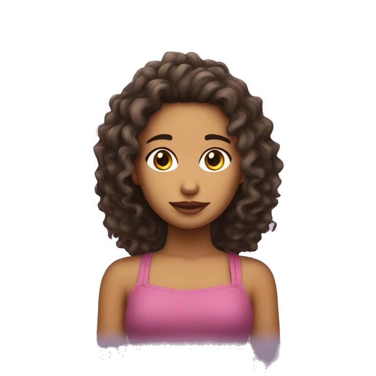 Chica con rizos pelo largo piel morena clara emoji