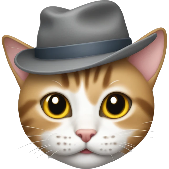 tabby cat in a gray hat with ears emoji