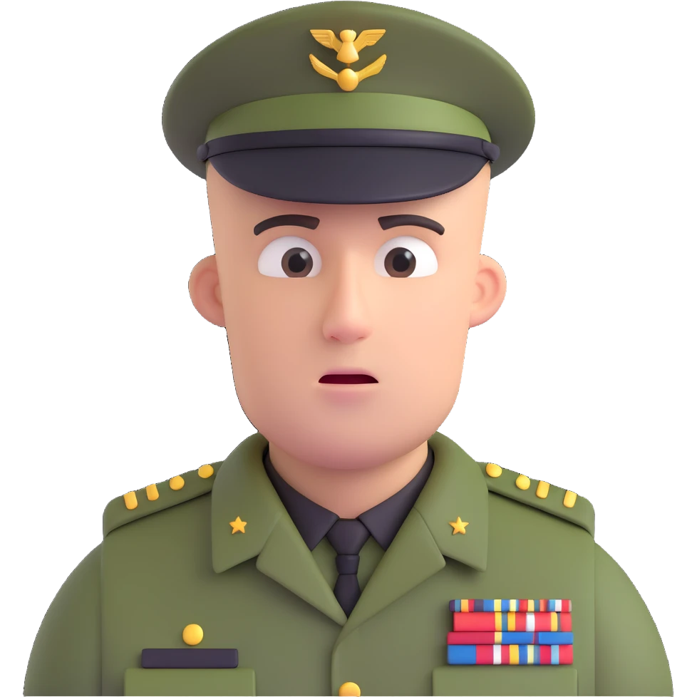 military man with crazy look emoji