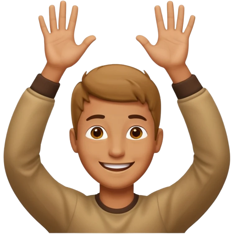 happy guy with hands above head emoji
