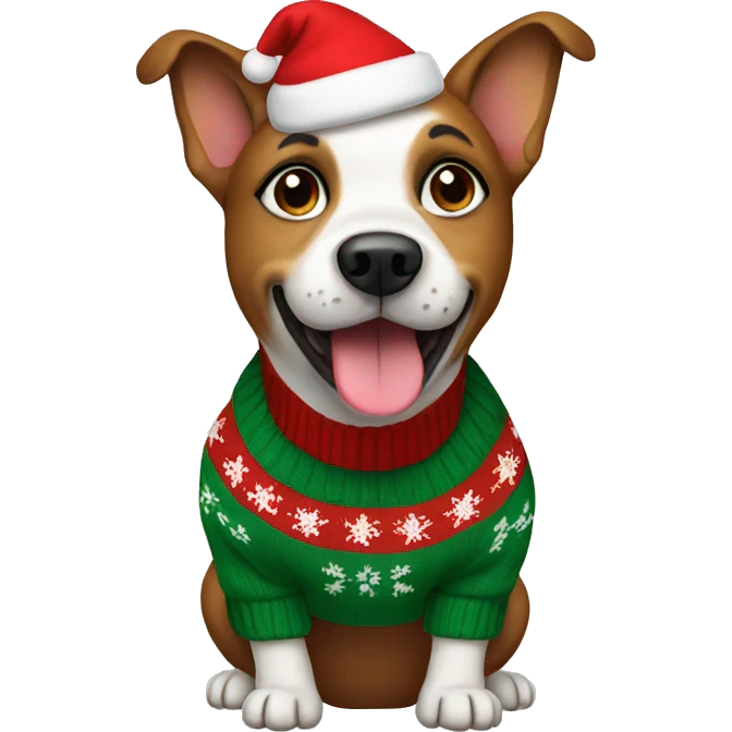 dog wearing a christmas sweater emoji