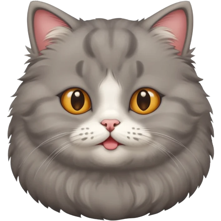 Gray cute cat eating food with cheeks full emoji