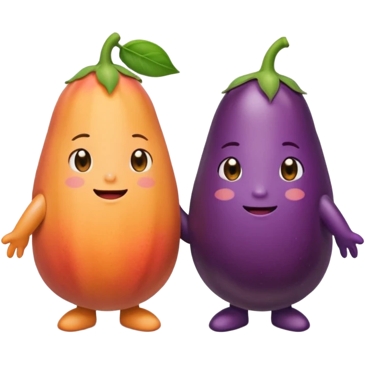eggplant and peach holding hands emoji
