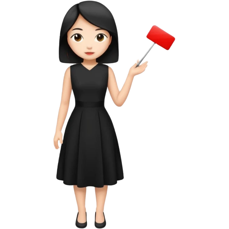asian young woman in black dress emoji
