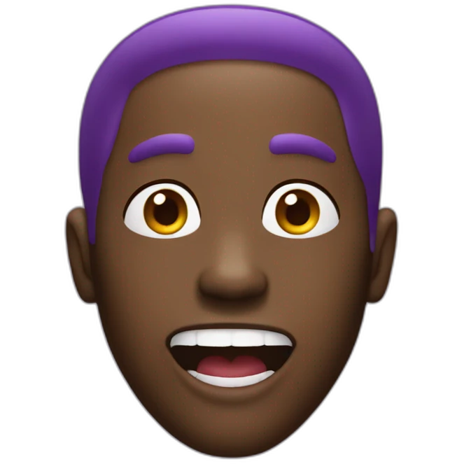 purple hair black guy open mouth emoji