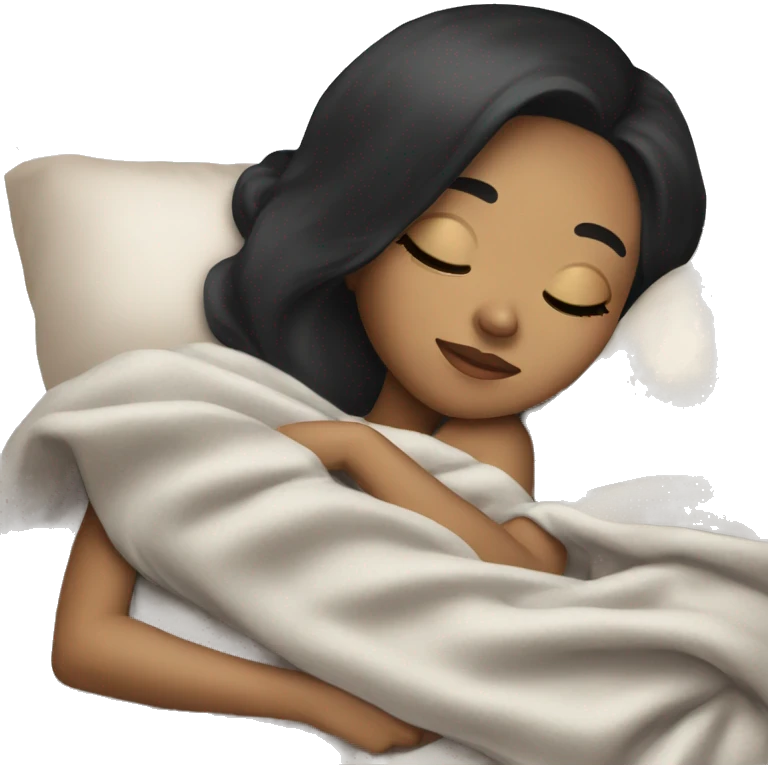 girl with black hair and light skin sleeping with blanket on emoji