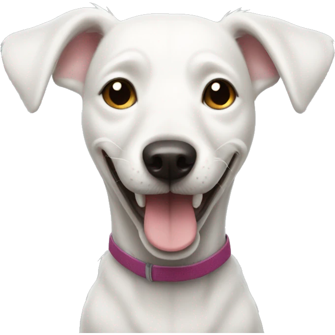 skinny smiling white dog  emoji