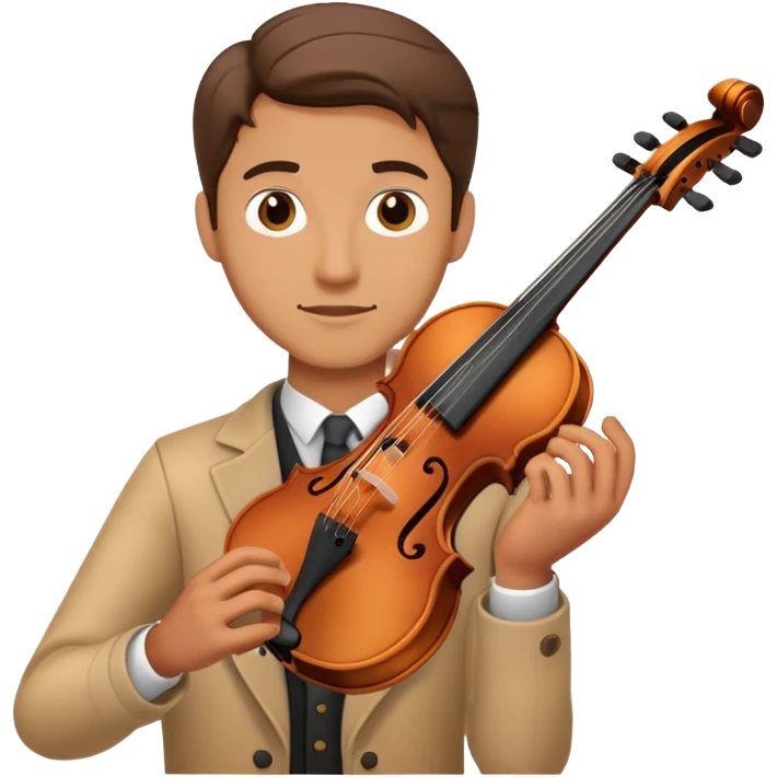 A man holds a violin emoji