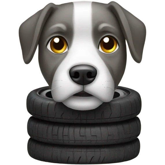 A dog with tires emoji