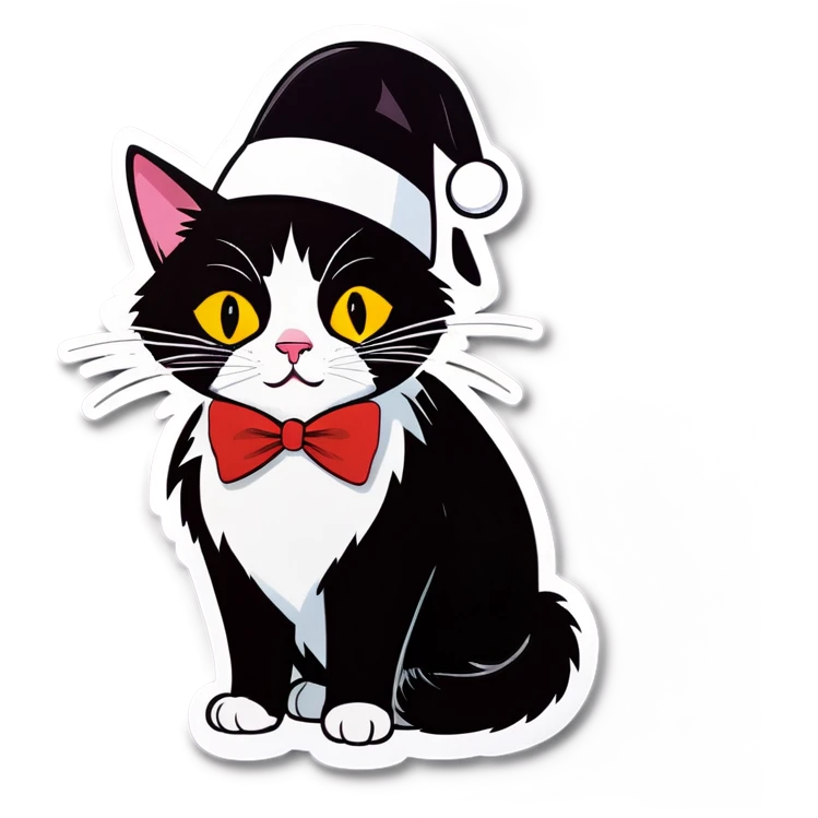 Tuxedo Cat with bonnet emoji