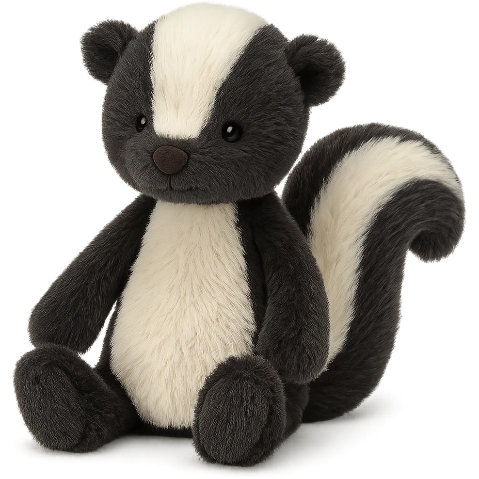 cute baby skunk jellycat stuffed plushie emoji