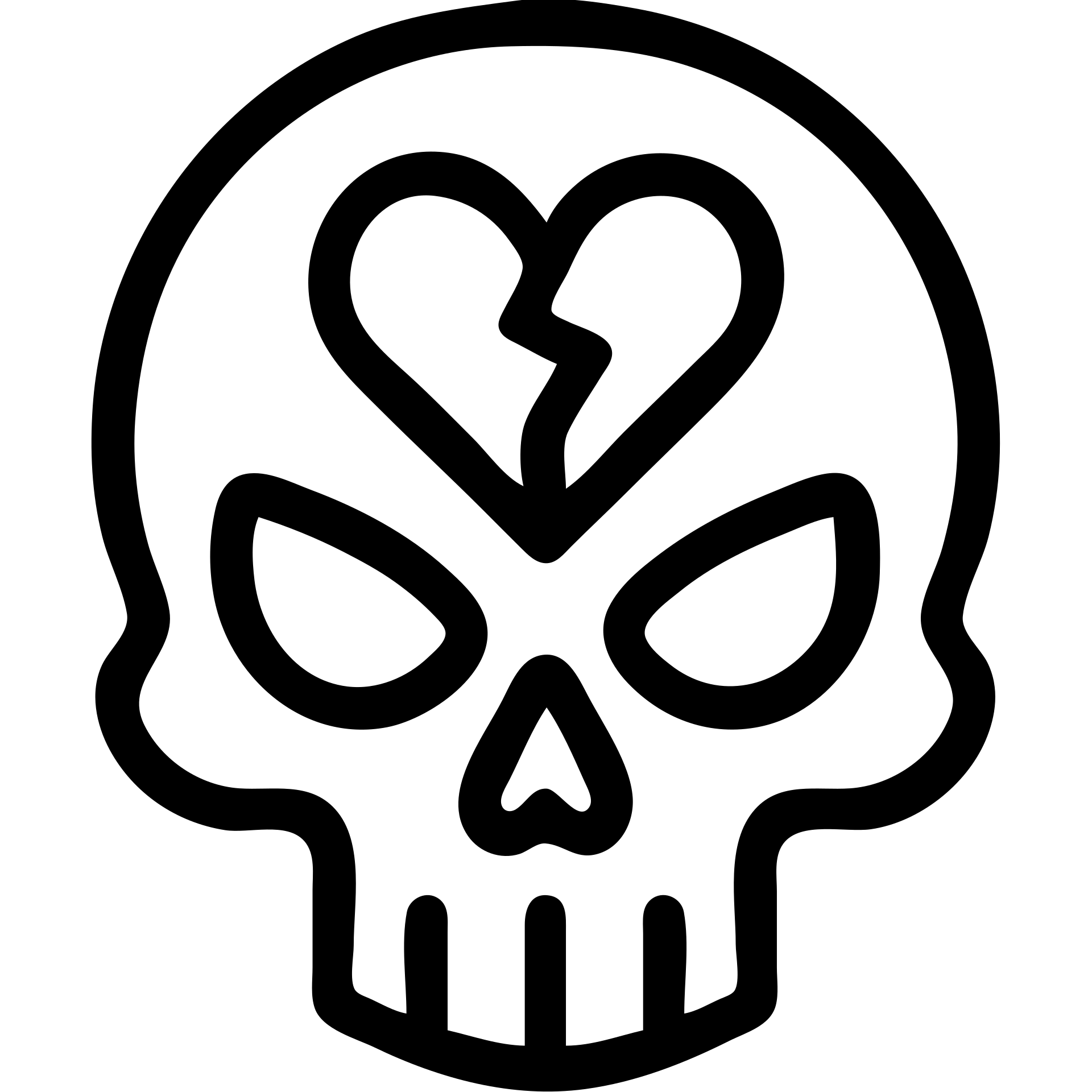 a stylized skull with a heart split in two, edgy and modern emoji