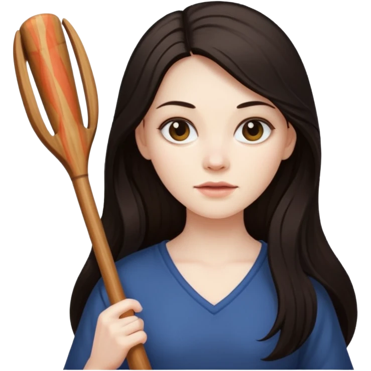 woman with long dark hair holding a bat (animal) emoji